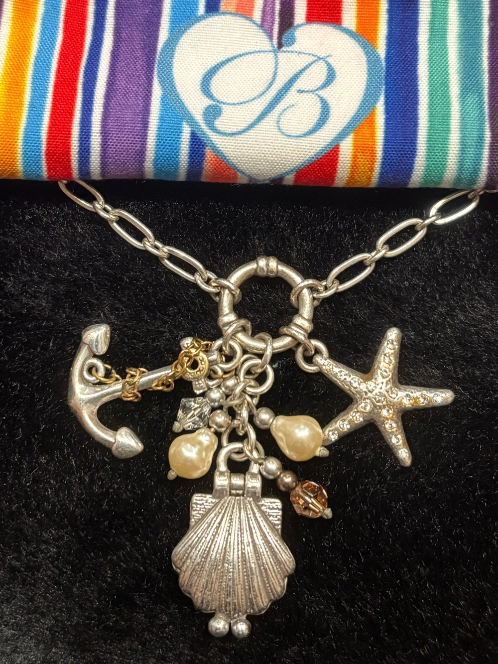 Brighton Silver & Gold  Nautical Charm Necklace With Dust Bag. NWOT